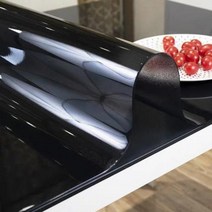 부드러운 유리 식탁보 투명 PVC 테이블 천 방수 내유 주방 식탁 커버 부드러운 실리콘 책상 매트 카펫, Black+60 x 60cm