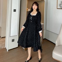 수입 여성 봄 가을 긴팔 플레어 A라인 빅사이즈 원피스 77 88 휴양지 여름 바캉스 간절기 통통