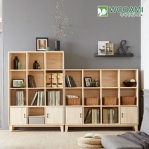우아미가구 모노 스토리 12칸 원목책장 도어형 NA5057, 타입:세로형