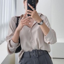 [바보사랑] 여자 가을 민소매나시 노출 긴팔 셔츠 세트[옷자락]
