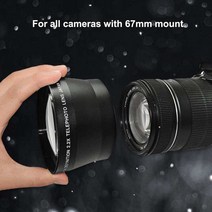 캠코더렌즈 카메라렌즈 67mm 2.2X 범용 텔레컨버터 망원 렌즈 DSLR 카메라 액세서리, 한개옵션0
