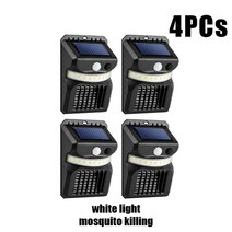 모기킬러 모기퇴치 LED 태양 모기 킬링 벽 램프 자외선 전기 충격 정원 산책로, [08] White 4PCS