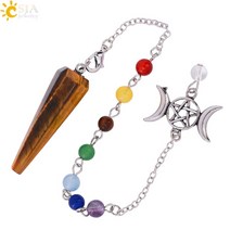 펜듈럼 펜던트 원석 목걸이 천연 석재 진자 긴 콘 7 차크라 Dowsing 점술 치유스탈 보석 매력 S985