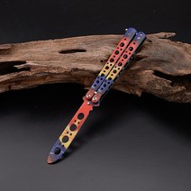 연습용발리송 초보자용 나비 나이프 CSGO Balisong 트레이너 스테인레스 스틸 포켓 야외 게임용 4 홀 연습 훈련 도구, [08] As shown