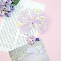 러블리본 샤플라워 리본 헤어핀세트 3P 라벤더