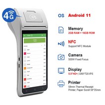 라벨프린터기 인쇄기 스티커 네임 4G 휴대용 POS PDA 프린터 Android11 58mm 열전사 티켓 모바일 영수증 청구서 터미널 NFC 2 플러스 16GB Impressora, 02 Z91 Grey_02 미국 플러그