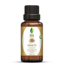 SVA Organics 베티버 에센셜 오일 - 10ml13온스 100% 순수 천연 및 프리미엄 등급 얼굴 피부 머리카락 마사지 용