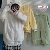 벨벳 코트 귀여운 귀 모자 큰 포켓 코트 여성 가을과 겨울 벨벳 패딩 코트xn
