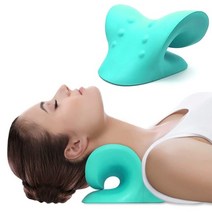 목 어깨 승모근 아플 때 안마 찜질 마사지 시원 거북목 경추 교정 이완기 자궁 경부, v 모양 녹색