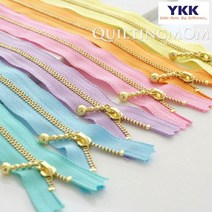 퀼팅맘 YKK지퍼 금색자크 파스텔톤 (물방울), 10.골드지퍼 물방울 파스텔 민트[20cm]