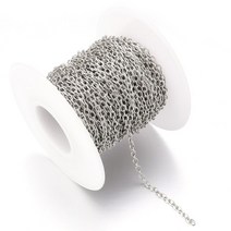 홈파티 파티장식 5-10 야드/롤 목걸이 체인 대량 크로스 체인 쥬얼리 제작 결과 DIY 팔찌 재료, 09 6x8.5mm 5Yards, 06 Rhodium