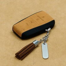 AEGIS 에어로S 더뉴K7 K9 더뉴모하비 더뉴쏘렌토 스마트키케이스, 에어로 K-03 브라운, 실버-팬던트각인(필수입력사항 작성)