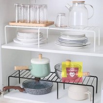 ii 길이조절 접시 그릇 철제 선반 확장형 수납 정리대, 화이트