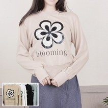 플라워 프린팅 롱암 시보리 맨투맨