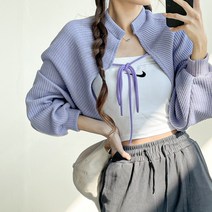 입꼬 리본 스트링 크롭 볼레로 가디건3color