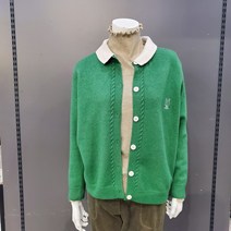 막스카라 배색 카라 니트 가디건 M24QKR360