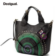 데시구알 숄더백 Desigual 여성 데일리 타공 원형 패턴 핸드백 레트로 스타일 가방