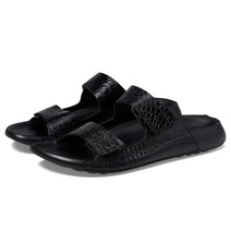 ECCO 에코 Flowt 2 가죽 여자여름샌들 벨크로 발편한 슬리퍼 블랙