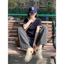 루즈핏 반팔 박스티 부모님 오버핏 반팔티 커플티 여성 브이넥 시원한 여름 박스 가오리