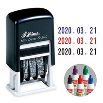 샤이니 날짜 자동 사각 스탬프 S-300 케이스 랜덤 발송 + 전용잉크(28ml) 포함, 적색