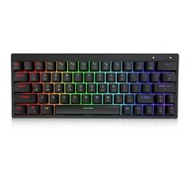 Ractous RTK63B 60% 무선 기계식 게이밍 키보드 RGB 블랙라이트 PBT 키캡 타입 C 63키 블루투스5.1/무선/Wried PC/맥 게이머용 핫 스왑 광학 레드 스위, Optical Red Switch_Black