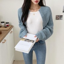 [바보사랑] 여자 캐주얼 데일리 크롭 볼레로 니트 가디건[옷자락]
