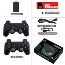 아케이드스틱 비디오 게임 스틱 콘솔 2.4G 더블 무선 컨트롤러 4K 10000 64GB 레트로 PS1 GBA 크리스마스, 32G 3500games, 02 32G 3500games