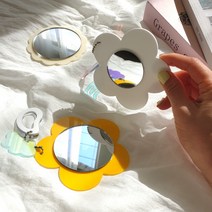 꽃잎거울 미니 손거울 키링 꽃거울 감성 인스타 거울 휴대용 아크릴거울 제작 인쇄가능, 시크블랙, 선택안함, 민트