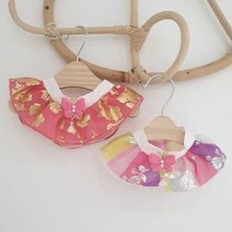 페시얌 금박 강아지 한복 케이프 악세사리 애견한복 강아지옷 S-L, 색동