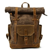 muchuan 럭셔리 빈티지 캔버스 배낭 남성용 오일 왁스 캔버스 가죽 여행 배낭 대형 방수 daypacks retro bagpack