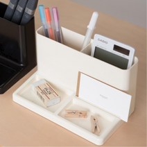 사무실 필기구 보관 심플 칸막이 볼펜통 꽂이 데스크 홀더 펜정리함 학원, 블랙