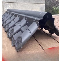 용마루 PVC 수지 타일 지붕공사 한옥 조립식 기와, 블랙 그레이 M 양면 타일