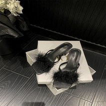 하이힐 슬리퍼 패션 좁은 밴드 깃털 장식 슬립 플립 플롭 야외 캐주얼 비치 샌들 스타 여성, black+36