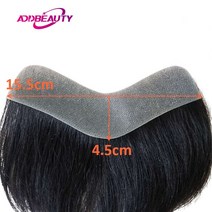 자연스러운 남자가발 부분가발 V 정면 Toupee 얇은 피부 PU 0.05-0.14mm VLoop 남자 가발 인도 인간의 머리카락 교체 시스템 6 인치 헤어 피스 자연 색상 100, [04] 4.5cmx15.5cm, [02] Toupee with Tapes