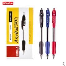 동아 애니볼 유성 볼펜 0.7 mm (12개입 1세트), 검정(1세트)+파랑(1세트)+빨강(1세트)