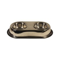 애견 스텐 2구 식기 반려동물그릇 안움직이는 강아지사료통 개밥주기 도그, 13cm