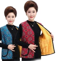 렛츠 할머니조끼 김장 베스트 누빔 엄마옷 빅사이즈 융 기모 레트로