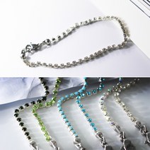 테니스 팔찌 (6color) 큐빅 세팅 크리스탈 오로라 토파즈 페리도트 터키석 에메랄드