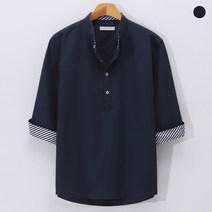 후앙스 네이비 370 헨리넥 차이나 7부 셔츠 CJST-2262