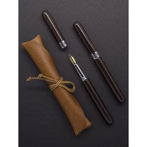 오스터 만년필 아프리칸 블랙우드(가죽케이스 포함), EF, 영문 필기
