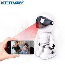 Kervay WiFi 로봇 보안카메라 Full HD 1080P 나이트비전 AP핫스팟 모션감지 홈보안 카메라 실내용, 레드+64G메모리