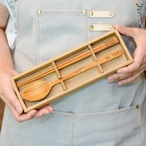 수저세트 티크 나무 숟가락 이니셜 레이저각인, 1 숟가락 세트