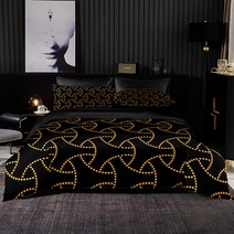 라이지킹침구세트 라지 킹 혼수 이불 미니멀리스트 스타일 침구 세트 깃털 이불 커버 240x220 베개 블랙 20