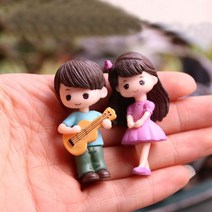 쇼파뒤 카페 인테리어 가게오픈 개업 결혼 선물 노호혼 재물복 미니어처 장 기타 이쁜 연인 커플 인형 공예 수지 웨딩 액세서리 홈 장식 2 개세트, [03] purple