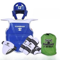 태권도 보호대 겨루기 발등 정강이 몸통 팔 보호구, 6종 세트  5호(블루)