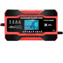 완전 자동 12V 10A 펄스 수리 디지털 자동차 배터리 충전기 AGM GEL WET 납 산성 12V-24V, 01 red_03 UK