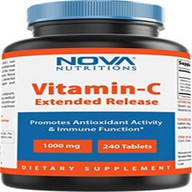Nova Nutritions Vitamin C 1000 mg 240 Tablets (Extended Release) Made with Rose Hips Rutin Acerola, 상세내용 참조, 1, 기타