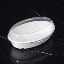 친환경포장용기 펄프용기 펄프도시락 타원형 중 백색몸통과 투명뚜껑 300세트, 상세페이지 참조