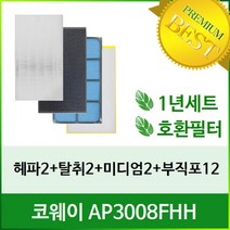 [필터테크] 코웨이 AP-3008FHH 공기청정기필터호환 1년세트, 상세 설명 참조