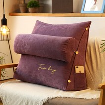 쉼표플러스 대형 삼각 등받이 쿠션 + 다리베개 세트, 퍼플